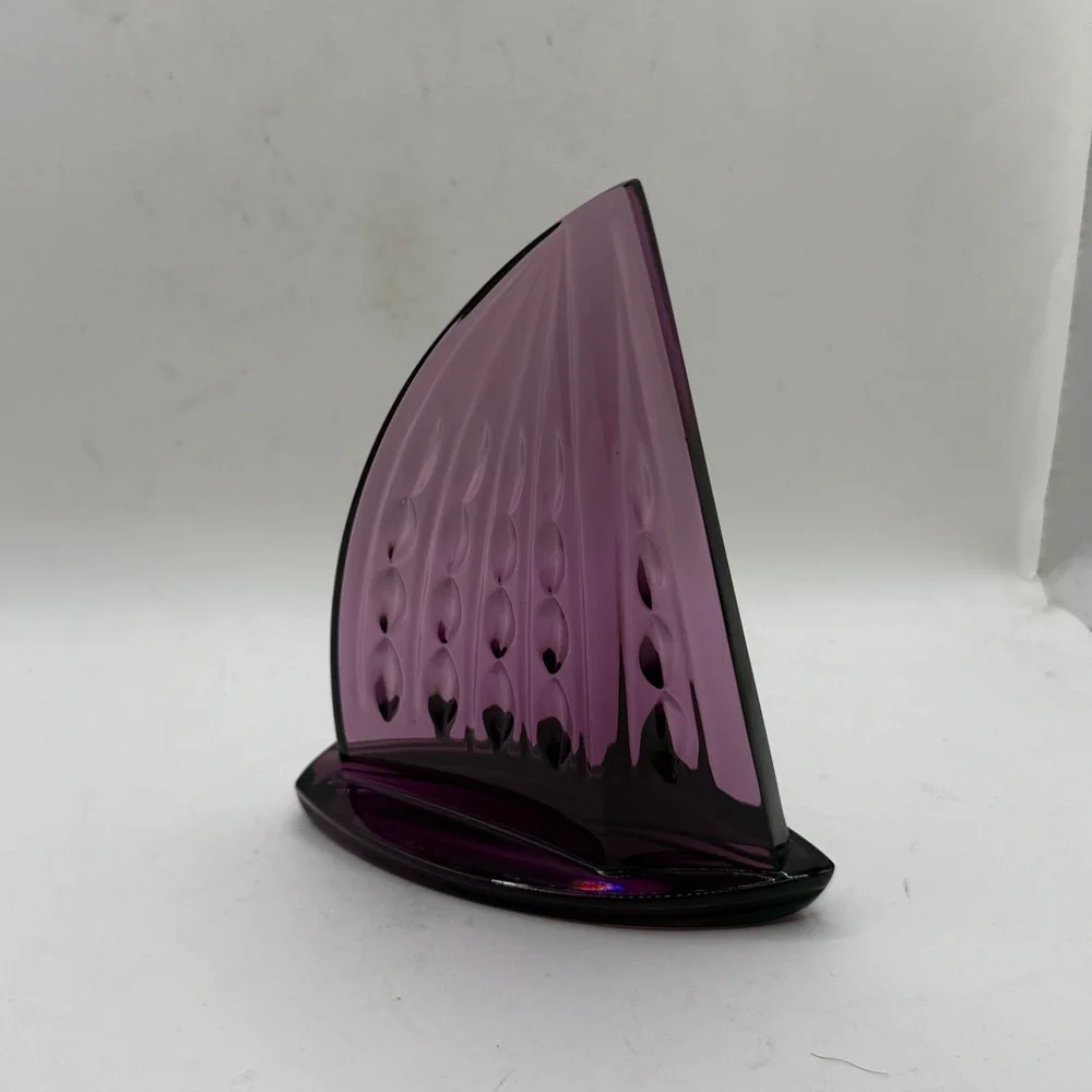 Waterford Ireland Art Glass Purple Crystal Sailboat Figurine Collectible Office - Picture 9 of 14
